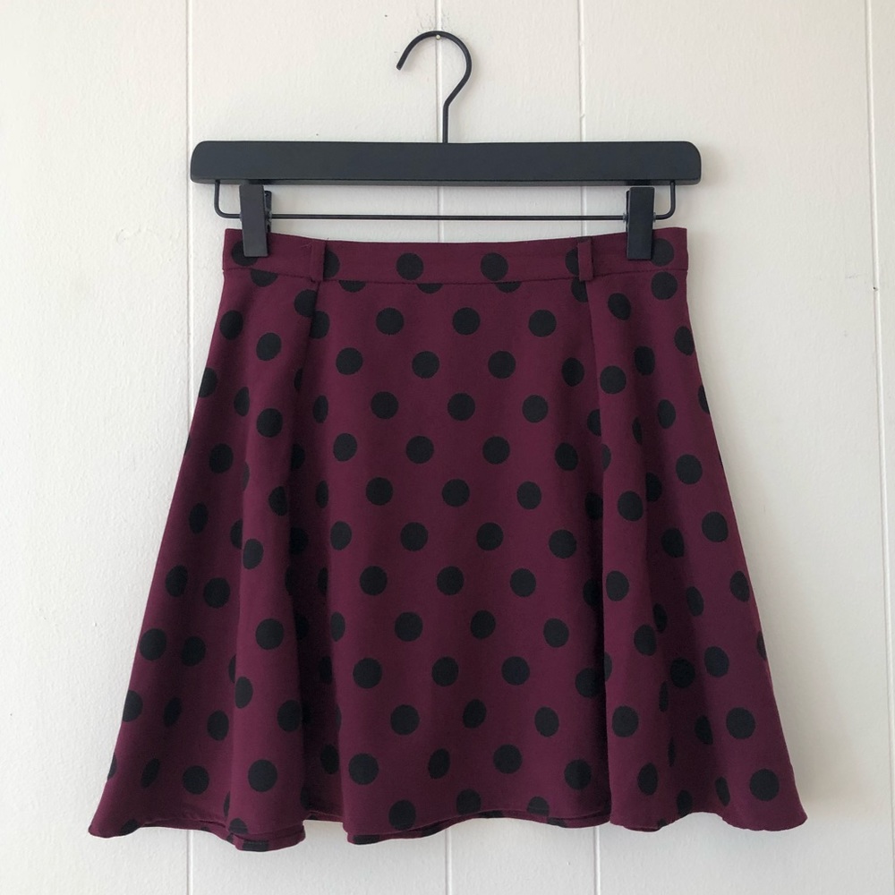 H&M POLKA DOT PLUM MINI SKIRT